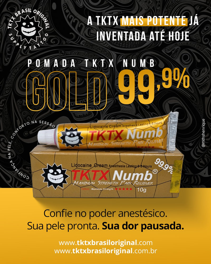 Pomada TKTX Numb Gold 99,9% | Mais Forte do Mercado!
